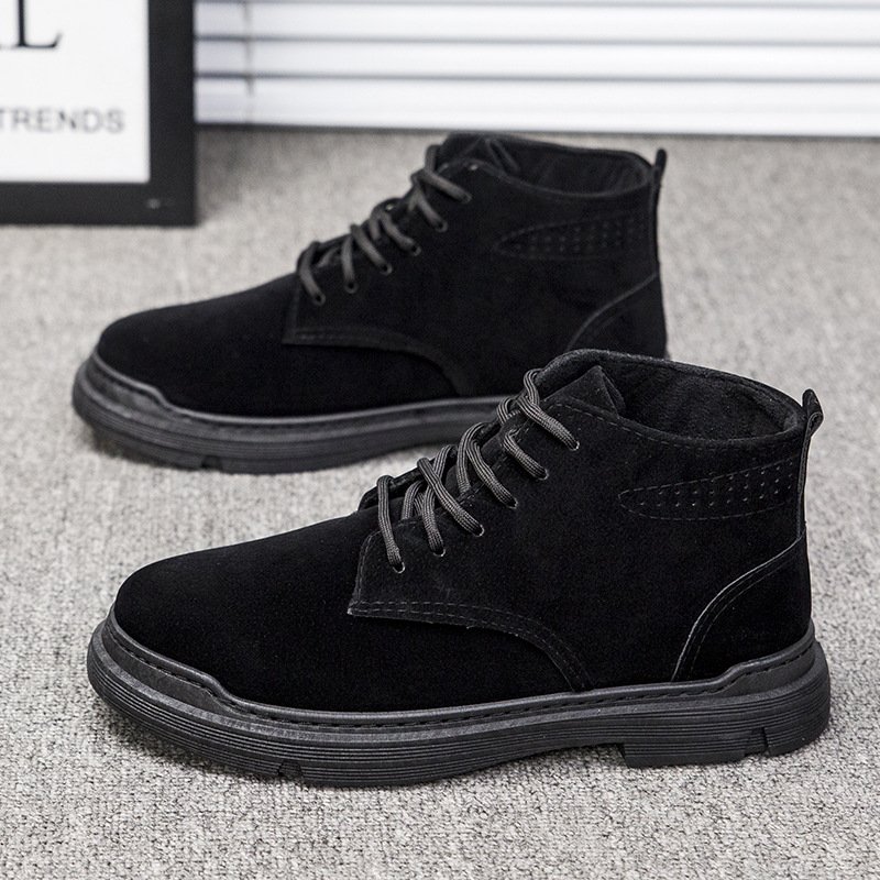 Men Winter Leather Warm Comfortable Footwear Fur Waterproof Ankle Boots Lace Up Shoes