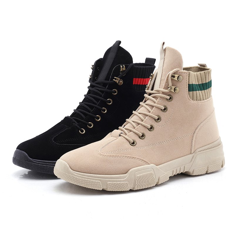 Outdoor Martin Boots High Neck Leather And Men Martin Boots Flat Bottomed Boots Shoes