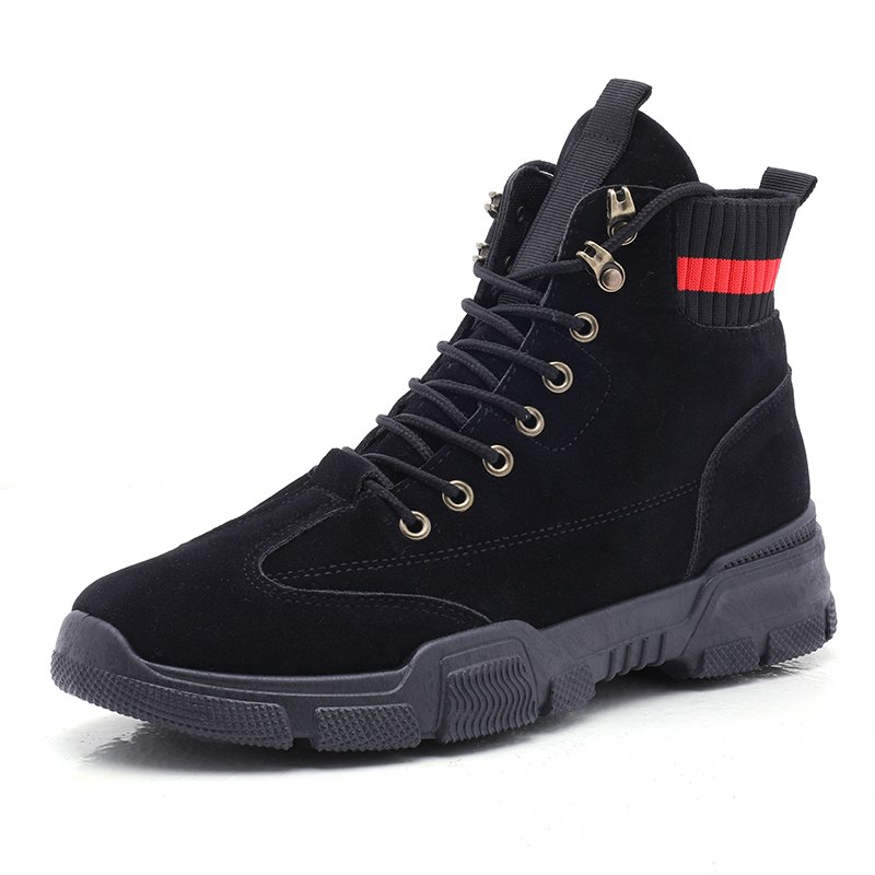 Outdoor Martin Boots High Neck Leather And Men Martin Boots Flat Bottomed Boots Shoes