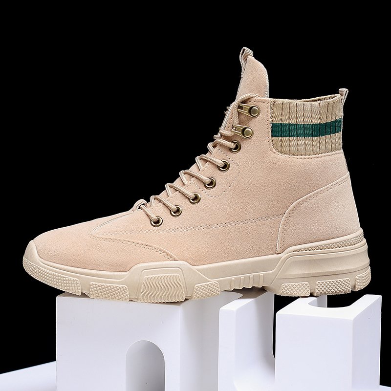 Outdoor Martin Boots High Neck Leather And Men Martin Boots Flat Bottomed Boots Shoes