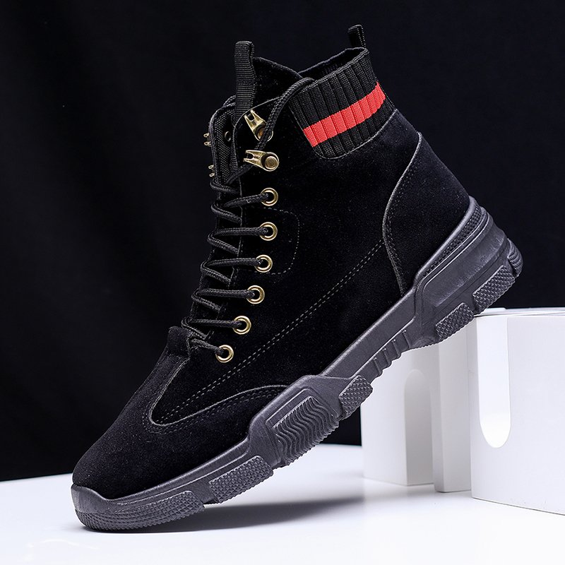 Outdoor Martin Boots High Neck Leather And Men Martin Boots Flat Bottomed Boots Shoes