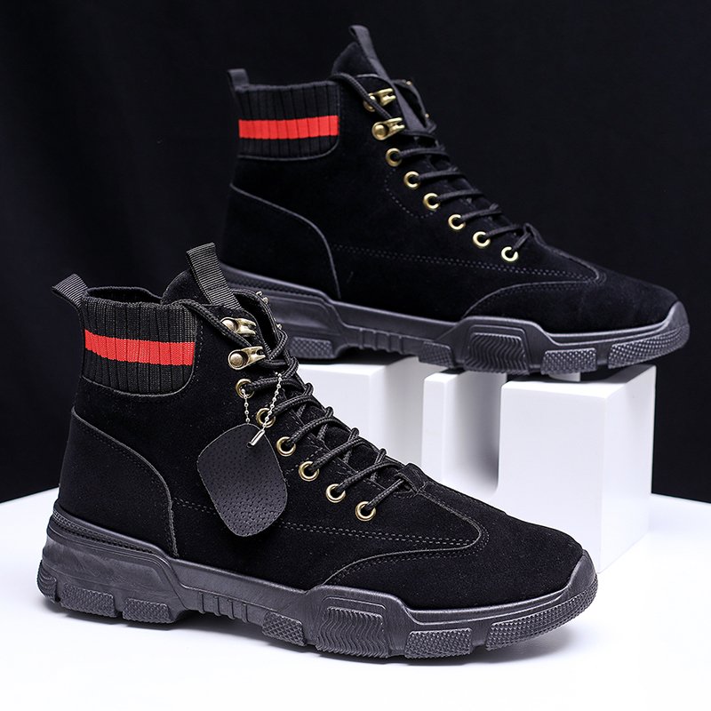 Outdoor Martin Boots High Neck Leather And Men Martin Boots Flat Bottomed Boots Shoes