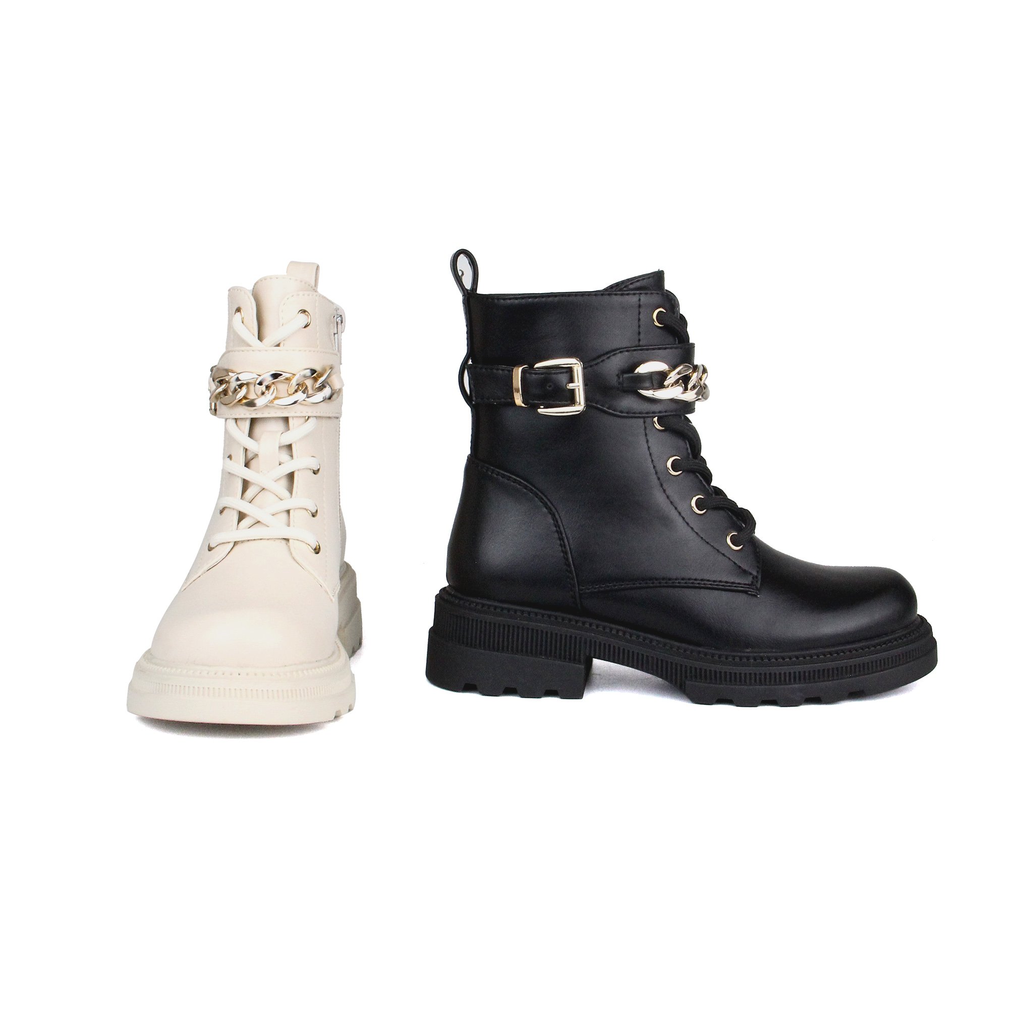 New British Style Autumn Winter White Black Short Boots Children's Leather Boots Big Children's Boots