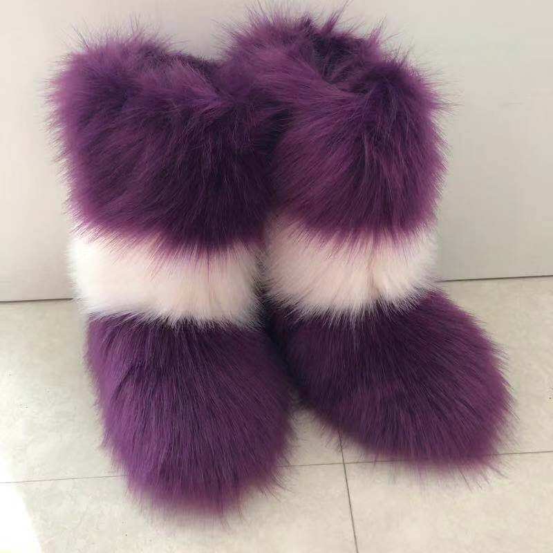 Fashion faux fur boots in autumn and winter of 2021 for girls
