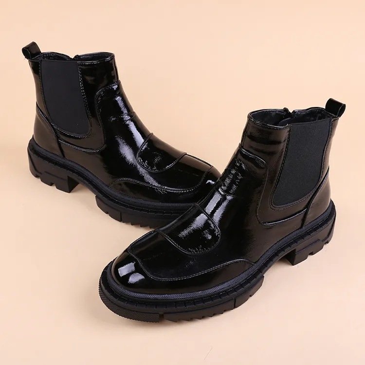 European American Fashion Trend Men's Winter Running Shoes Thick Soled Midsole Boots Sponge Soled Short Boots Made High Quality