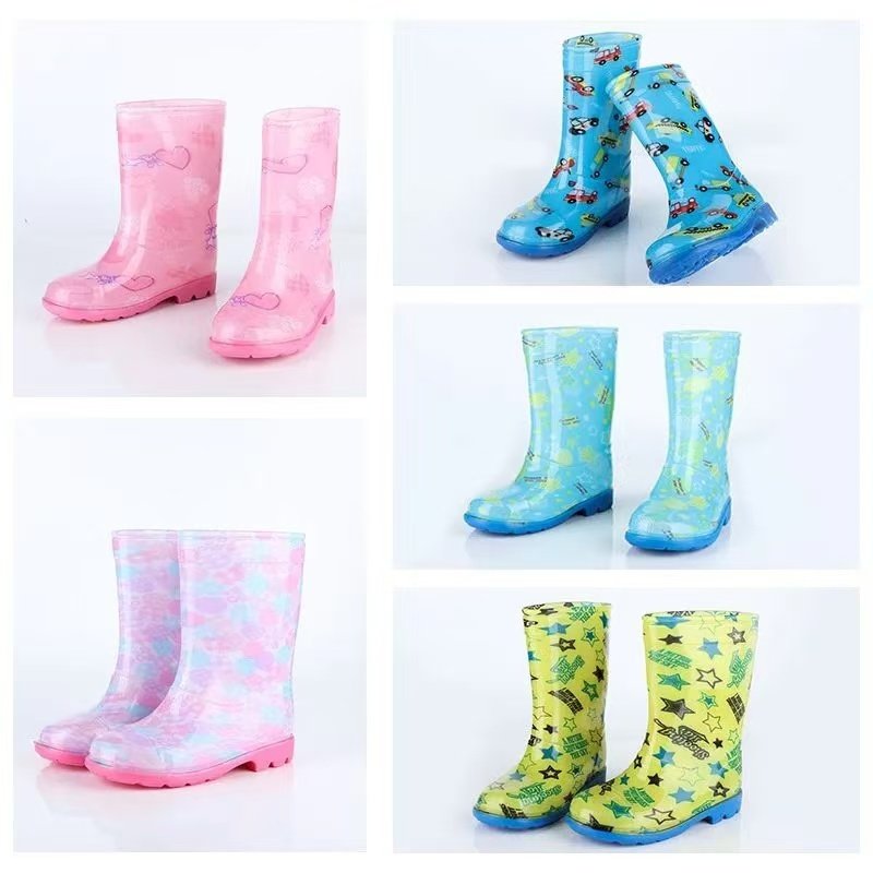 Four Seasons fashion Round Toe Custom Size Anti-slip Warm Waterproof PVC Safety Rain Boots For Children