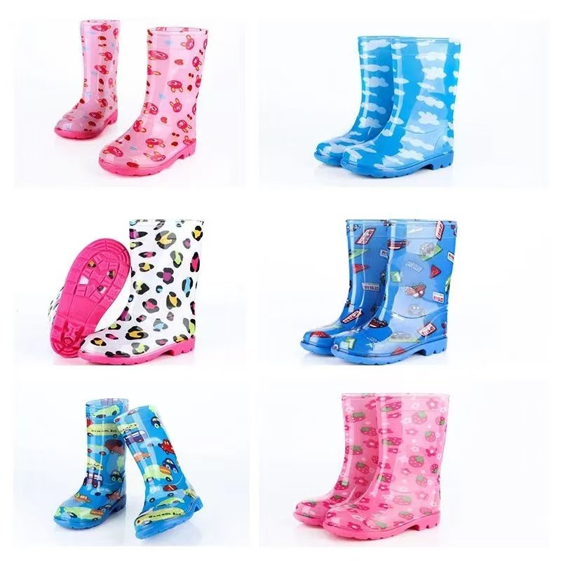 Four Seasons fashion Round Toe Custom Size Anti-slip Warm Waterproof PVC Safety Rain Boots For Children