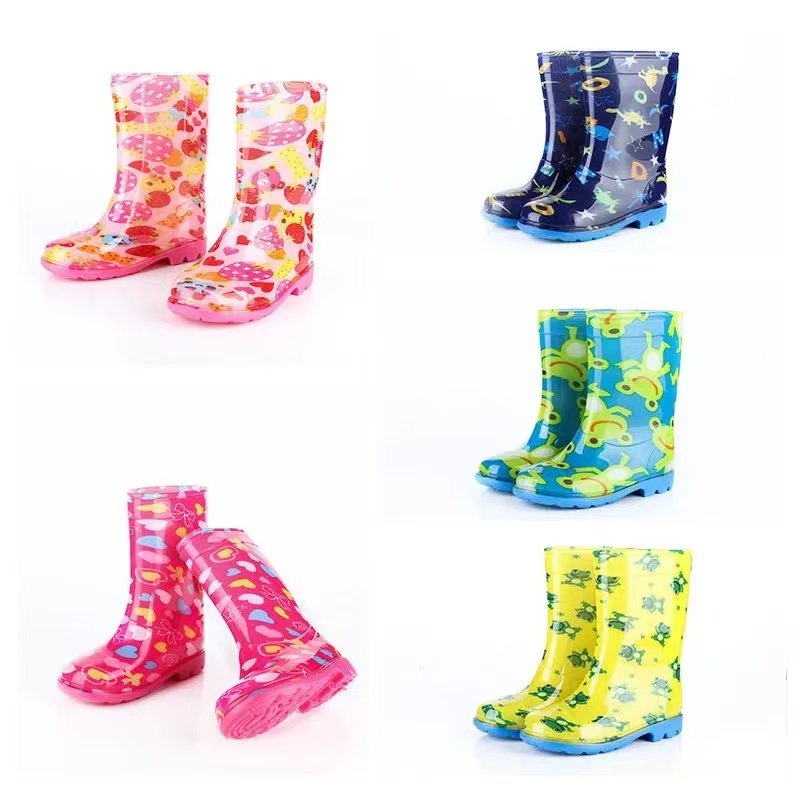 Four Seasons fashion Round Toe Custom Size Anti-slip Warm Waterproof PVC Safety Rain Boots For Children