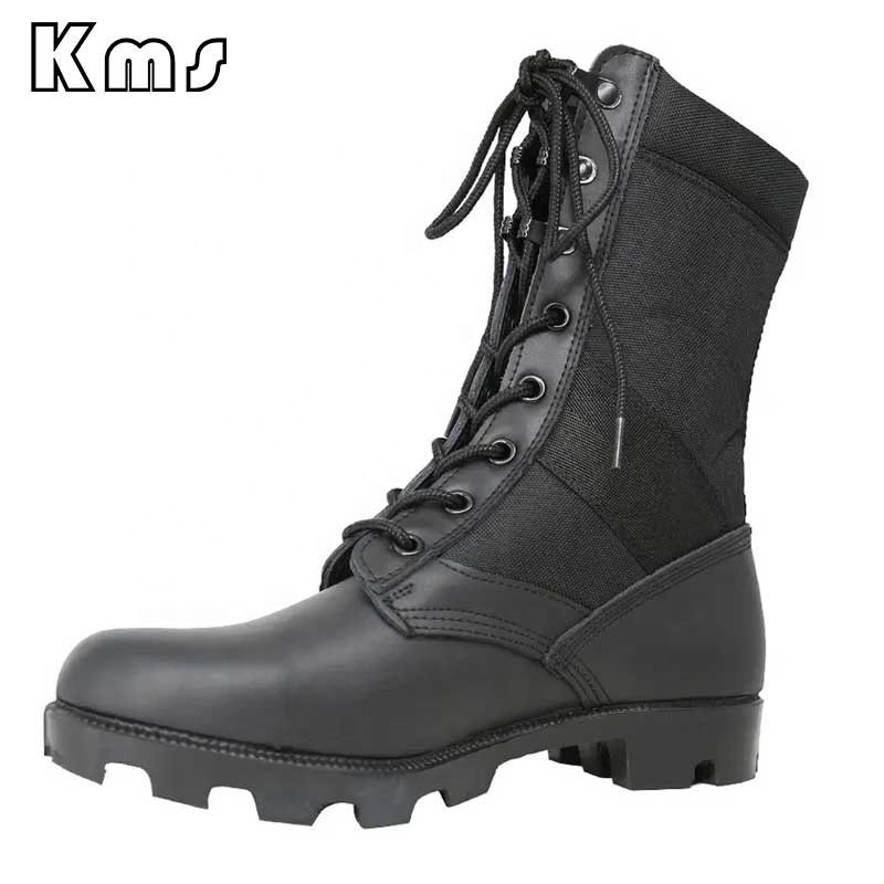 KMS Custom Wholesale Leather Oxford Safety Waterproof Outdoor Botas Bottes Tactiques Tactical Black Combat Boots For Men