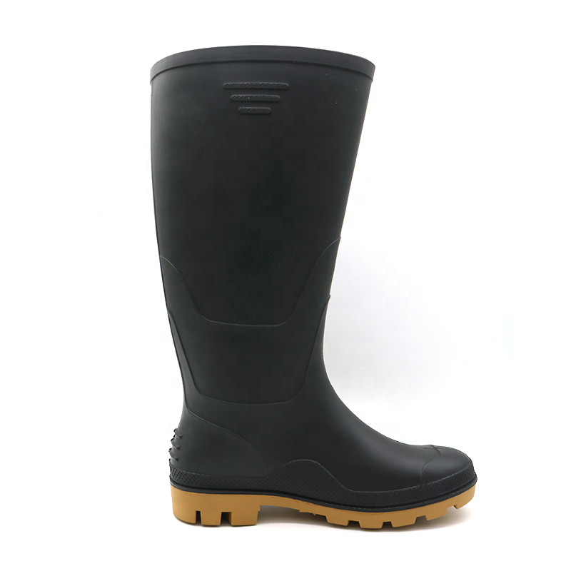 Knee high CE verified anti slip oil acid alkali resistant waterproof non safety garden pvc rain boots for men