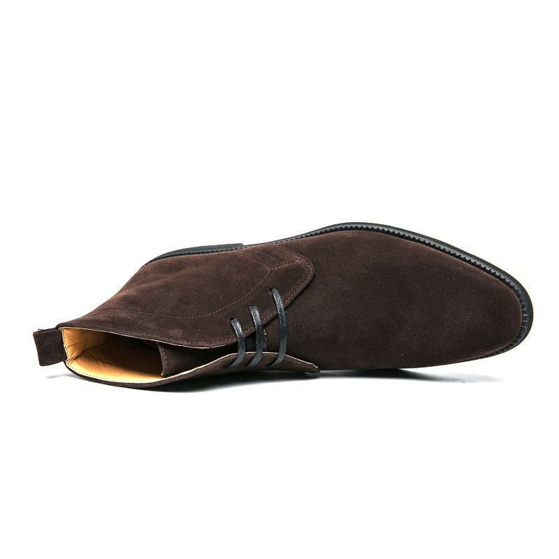 BIYATE Fashionable Durable Slip on Breathable Leather Ankle Boots For Men