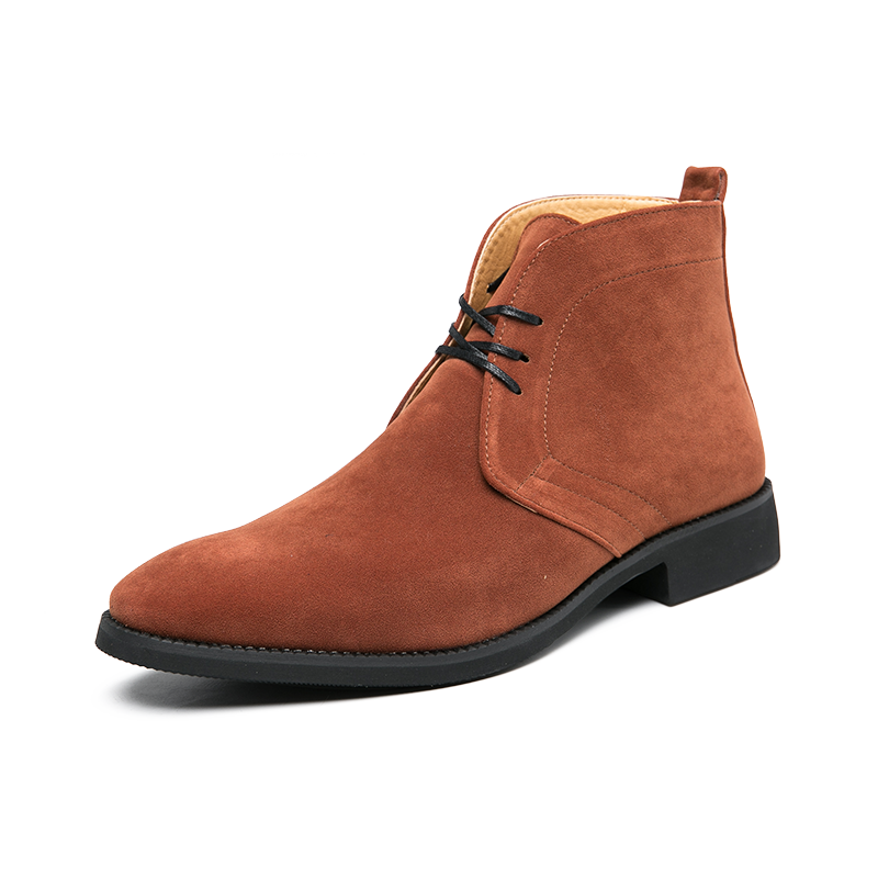 BIYATE Fashionable Durable Slip on Breathable Leather Ankle Boots For Men
