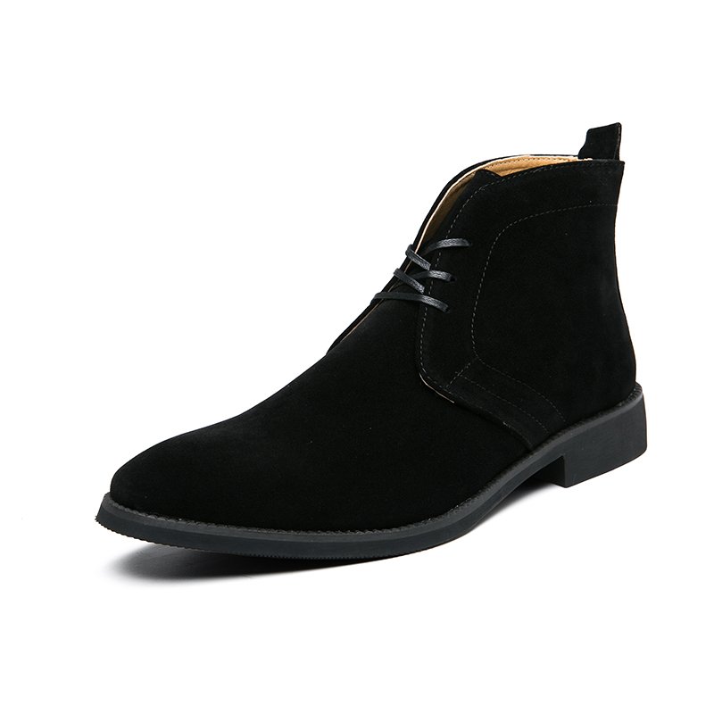 BIYATE Fashionable Durable Slip on Breathable Leather Ankle Boots For Men