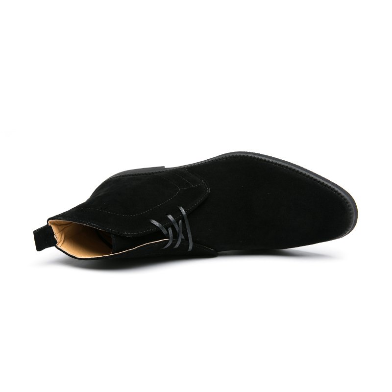 BIYATE Fashionable Durable Slip on Breathable Leather Ankle Boots For Men