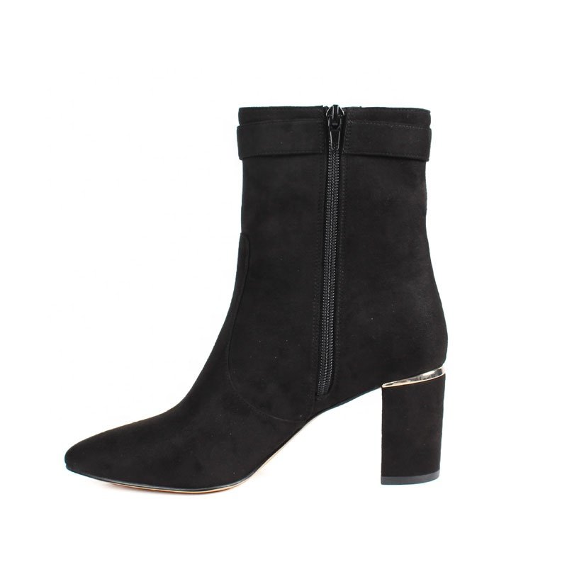 Professional Factory's New Autumn British Suede Booties with 7 CM High Heel Zipper Custom Women's Ankle Boots PU Insole Winter