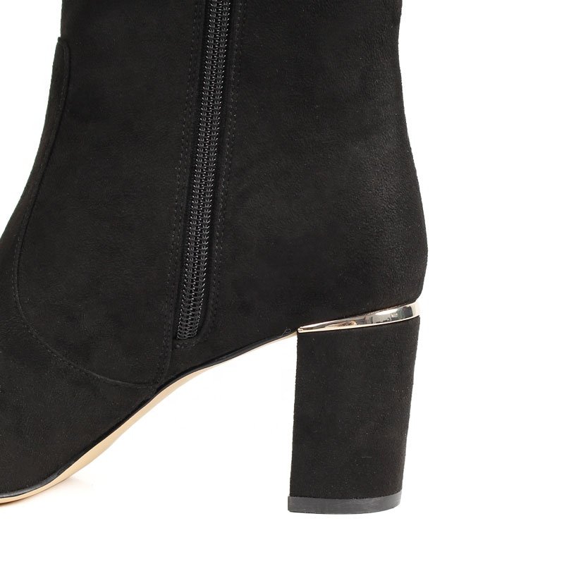 Professional Factory's New Autumn British Suede Booties with 7 CM High Heel Zipper Custom Women's Ankle Boots PU Insole Winter