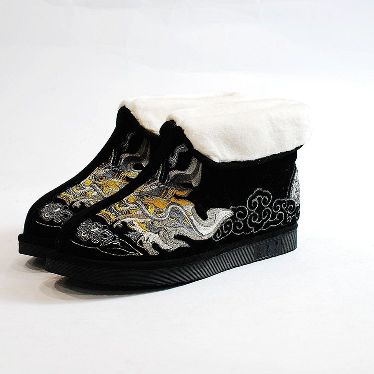 Wholesale Plus Cashmere Keep Warm Men Winter Flat Snow Boots Warm Long Snow Boots