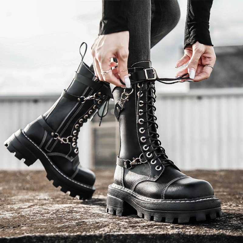 Work Waterproof Hiking Combat Boots Lace up Low Heel Booties Ankle Boots