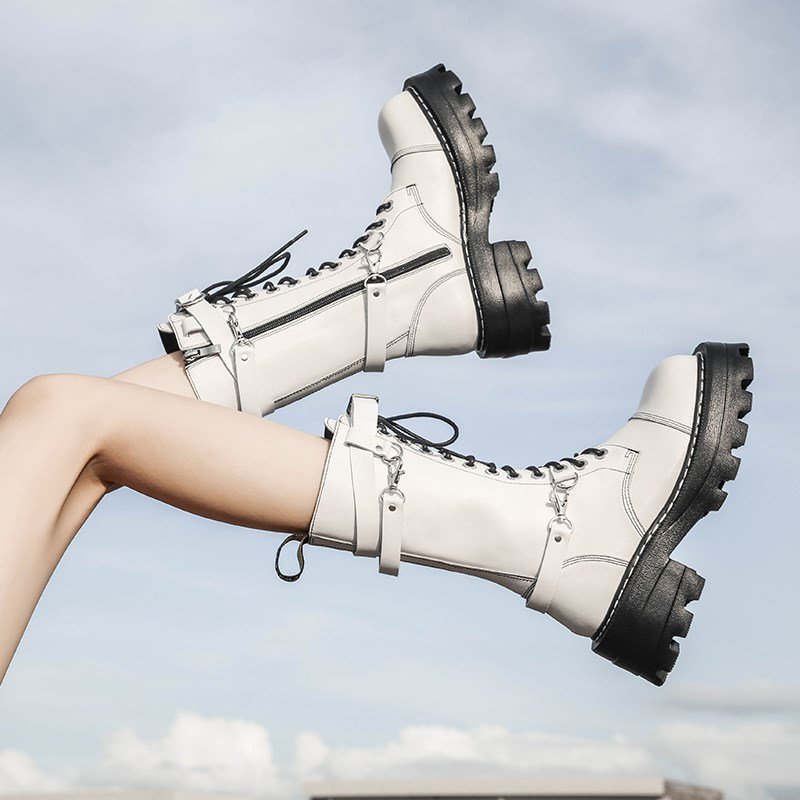 Work Waterproof Hiking Combat Boots Lace up Low Heel Booties Ankle Boots
