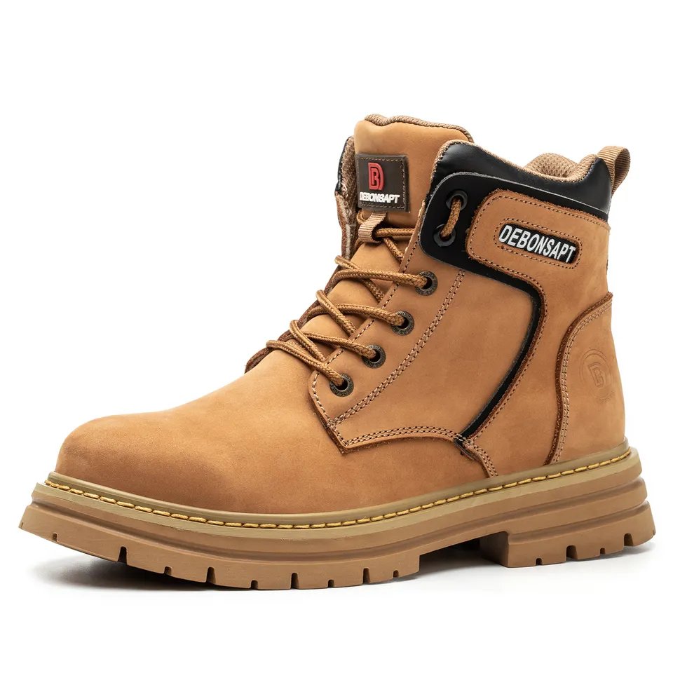 Toe Hiking Safety Boots Genuine Leather Work Safety Shoes Lightweight Steel High Quality Waterproof for Men Adult Unisex Rubber