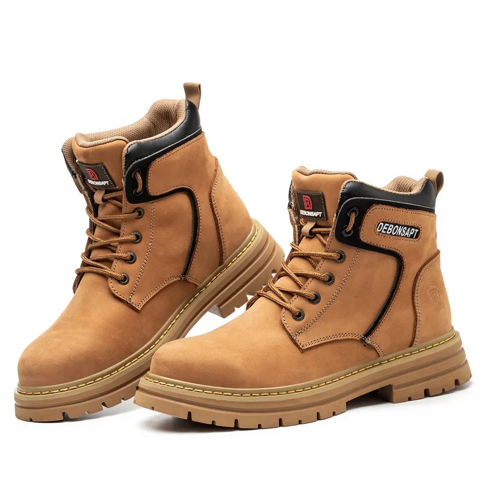 Toe Hiking Safety Boots Genuine Leather Work Safety Shoes Lightweight Steel High Quality Waterproof for Men Adult Unisex Rubber