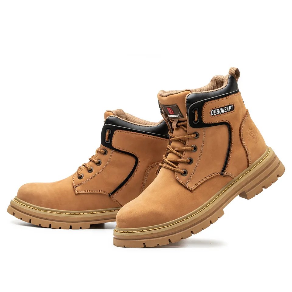 Toe Hiking Safety Boots Genuine Leather Work Safety Shoes Lightweight Steel High Quality Waterproof for Men Adult Unisex Rubber