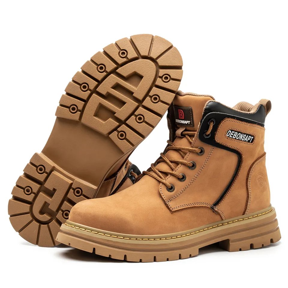 Toe Hiking Safety Boots Genuine Leather Work Safety Shoes Lightweight Steel High Quality Waterproof for Men Adult Unisex Rubber