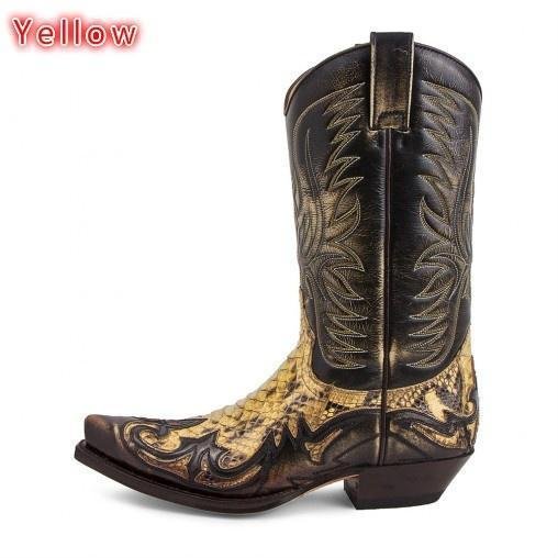 High End Cowboy Boots PU Leather For Prining Dicoreation Men's Western Boots Shoes