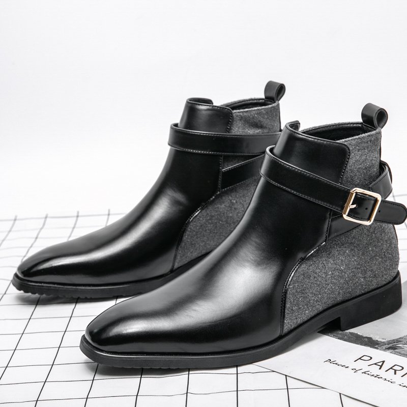Fashion Dress Boots For Men Genuine Leather Pointed Toe Casual Dress Ankle Boots Shoes Big Size 48 Outdoor Shoes