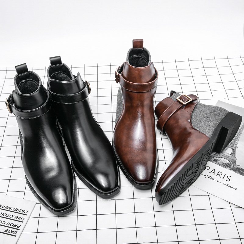 Fashion Dress Boots For Men Genuine Leather Pointed Toe Casual Dress Ankle Boots Shoes Big Size 48 Outdoor Shoes