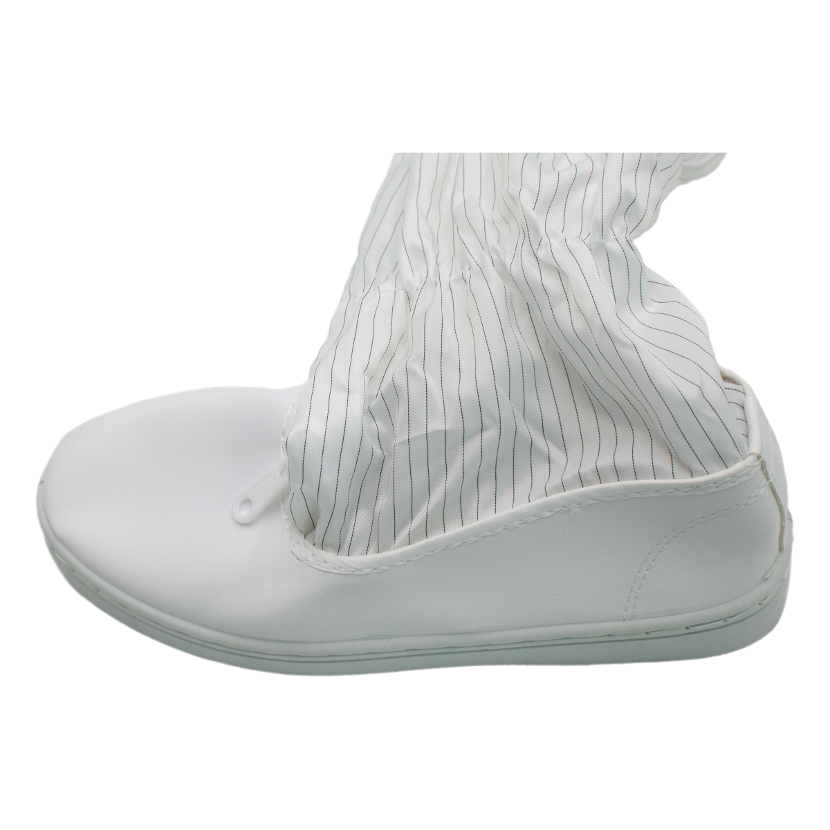 Durable Antistatic ESD Leather Cleanroom Shoes - White Reusable Washable Boots for Industrial Use