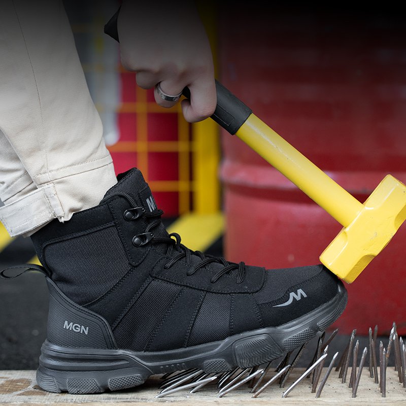 MGN Men's 211 6" Lace To Toe Light Weight Safety Working Boots With Wide Steel Toe And Kevlarr Plate Zapatos De Seguridad