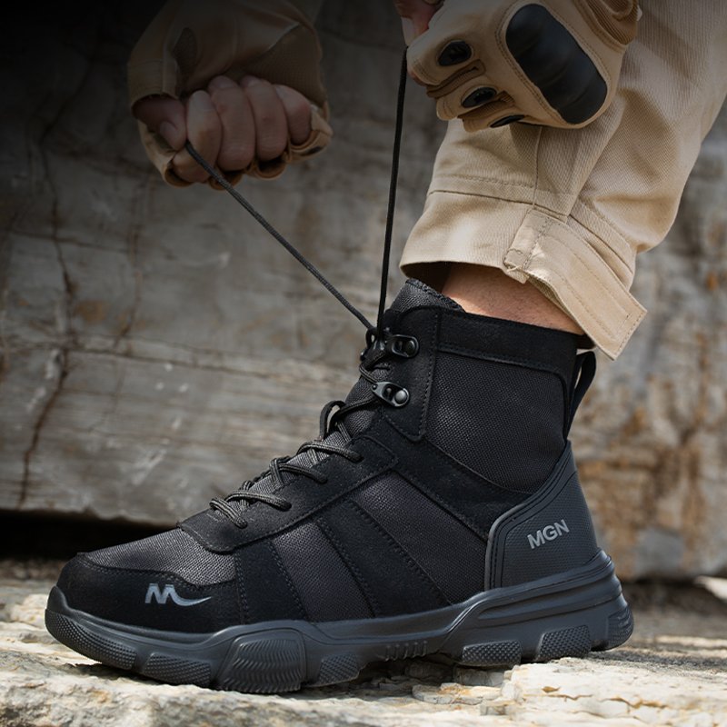MGN Men's 211 6" Lace To Toe Light Weight Safety Working Boots With Wide Steel Toe And Kevlarr Plate Zapatos De Seguridad