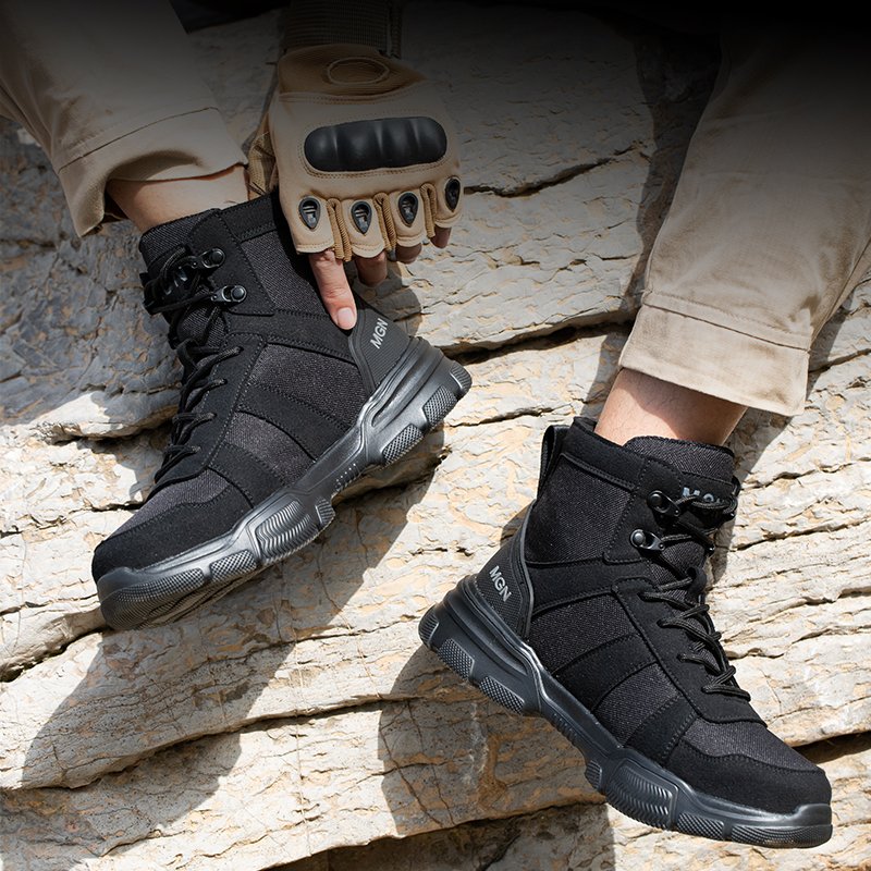 MGN Men's 211 6" Lace To Toe Light Weight Safety Working Boots With Wide Steel Toe And Kevlarr Plate Zapatos De Seguridad