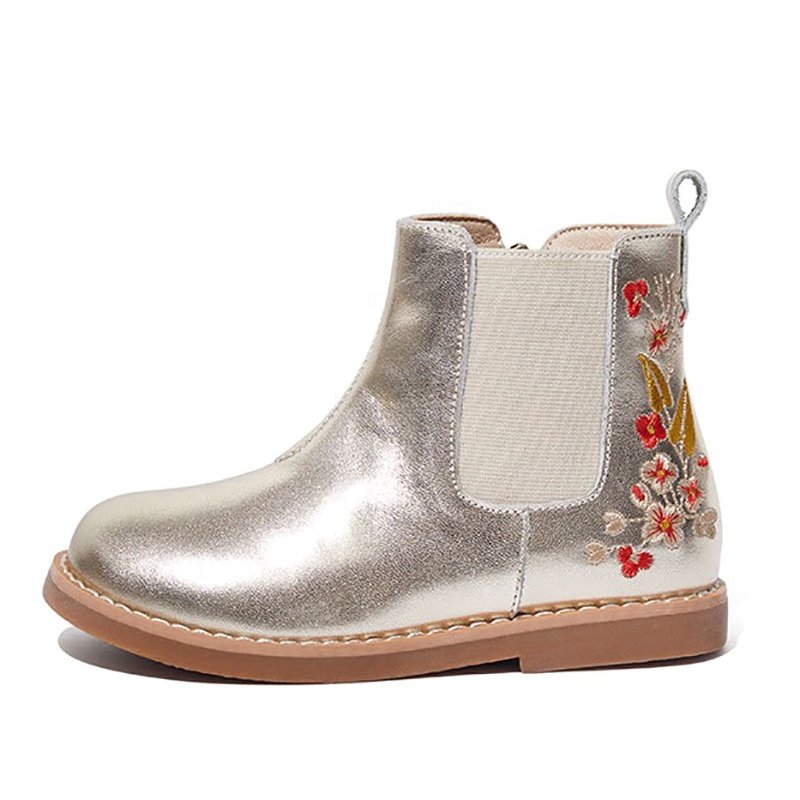 Girls' shoes children's single boots new autumn and winter models little princess leather short boots plus velvet