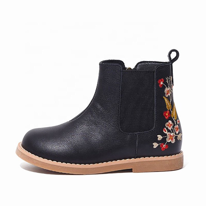 Girls' shoes children's single boots new autumn and winter models little princess leather short boots plus velvet