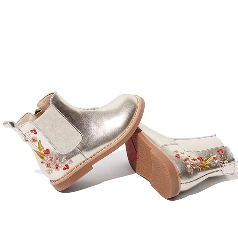 Girls' shoes children's single boots new autumn and winter models little princess leather short boots plus velvet