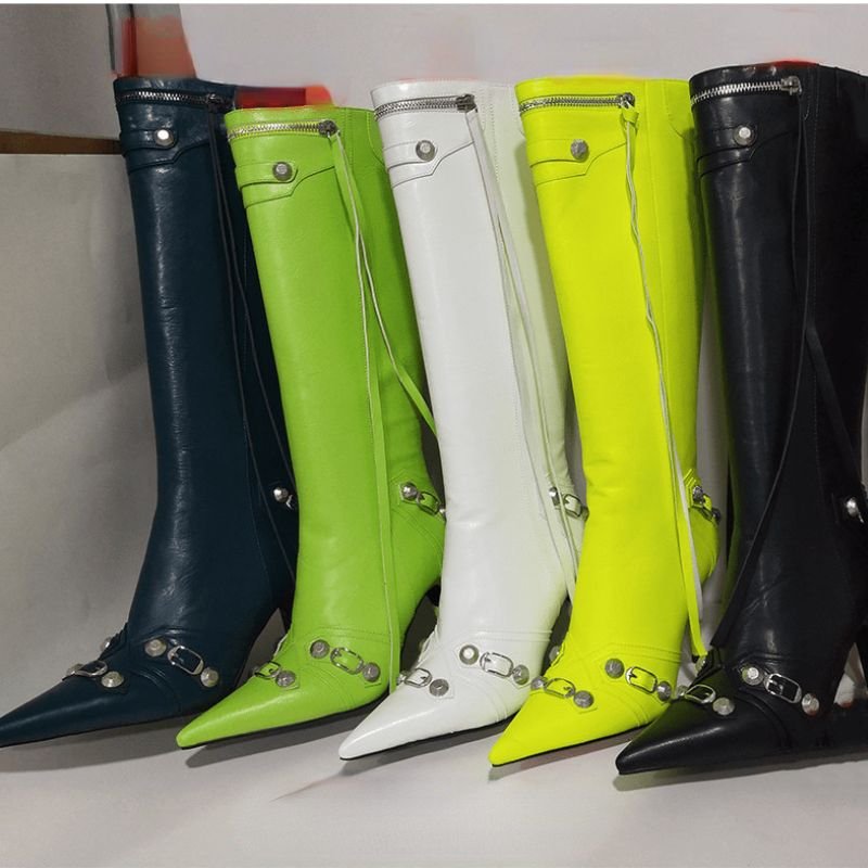 Botas Retro Tassel Trending Snake Pattern Stiletto Heel Knee Length Women's Boots for Winter and Autumn