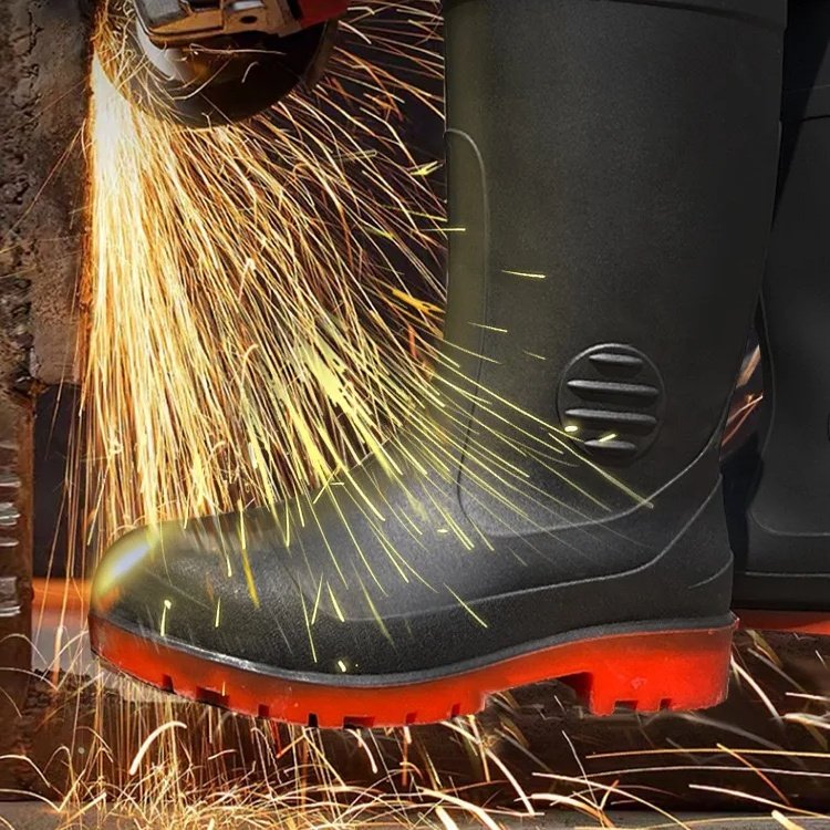 CE approved oil acid alkali resistant prevent puncture steel toe steel sole waterproof safety pvc gum boots