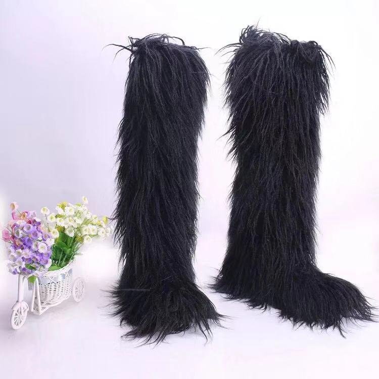 Fox plush fur women winter boots korean boots for women woman boots over the knee