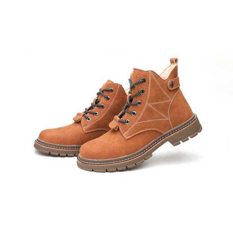 New style men's mid cut anti smash cowhide leather safety boots non slip welding boots