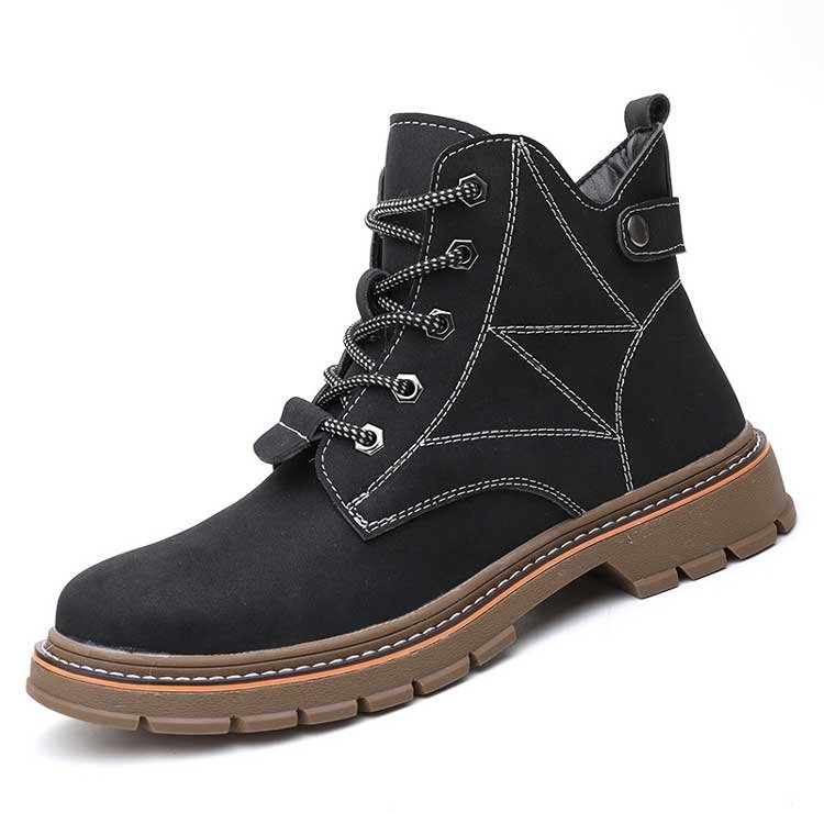 New style men's mid cut anti smash cowhide leather safety boots non slip welding boots