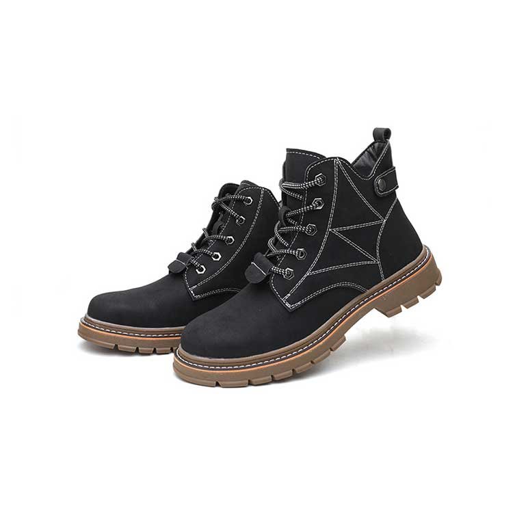 New style men's mid cut anti smash cowhide leather safety boots non slip welding boots