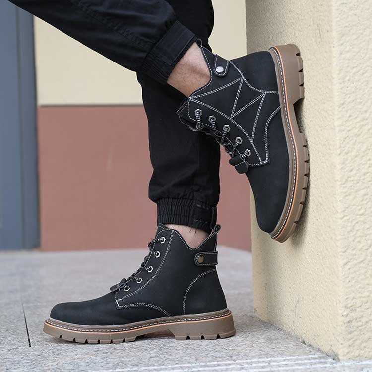 New style men's mid cut anti smash cowhide leather safety boots non slip welding boots