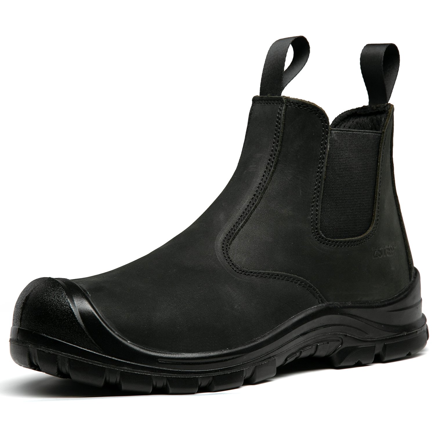 ZSTEP Grade A nubuck leather slip on steel toe pu safety boots