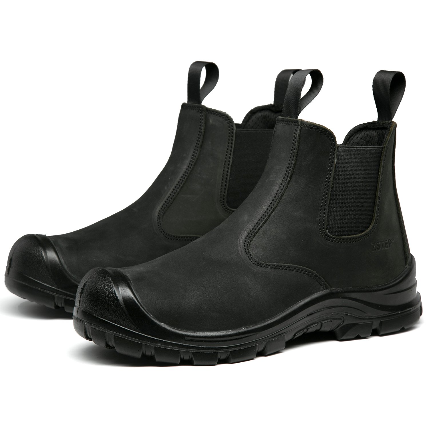 ZSTEP Grade A nubuck leather slip on steel toe pu safety boots