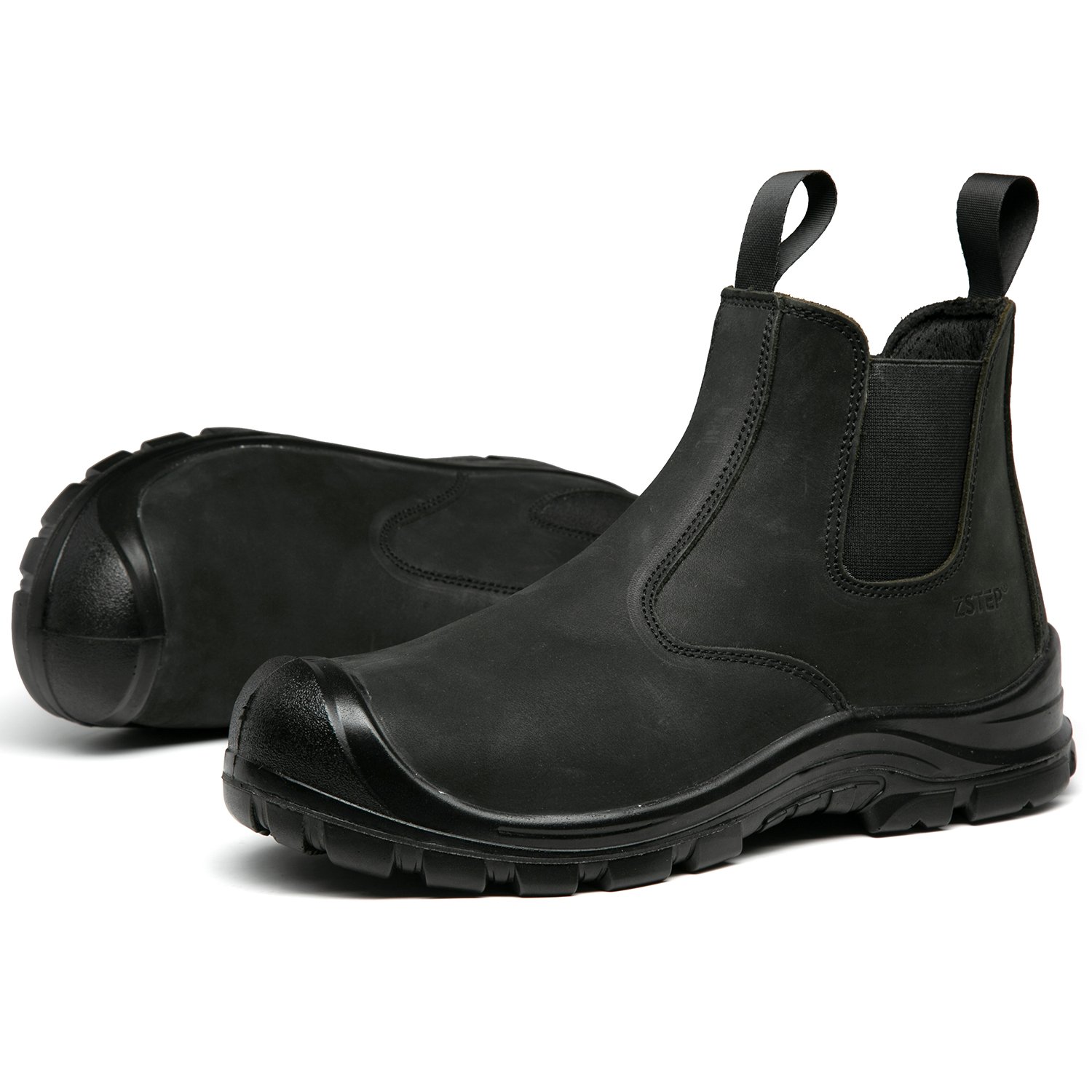 ZSTEP Grade A nubuck leather slip on steel toe pu safety boots
