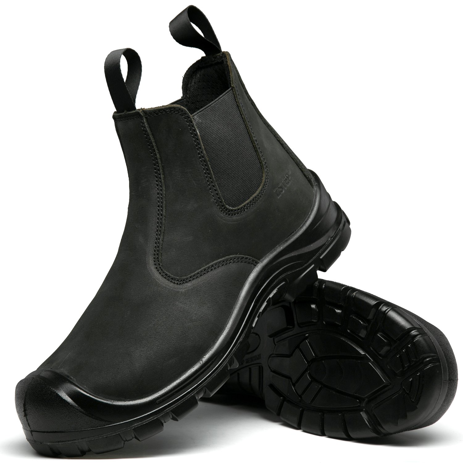 ZSTEP Grade A nubuck leather slip on steel toe pu safety boots