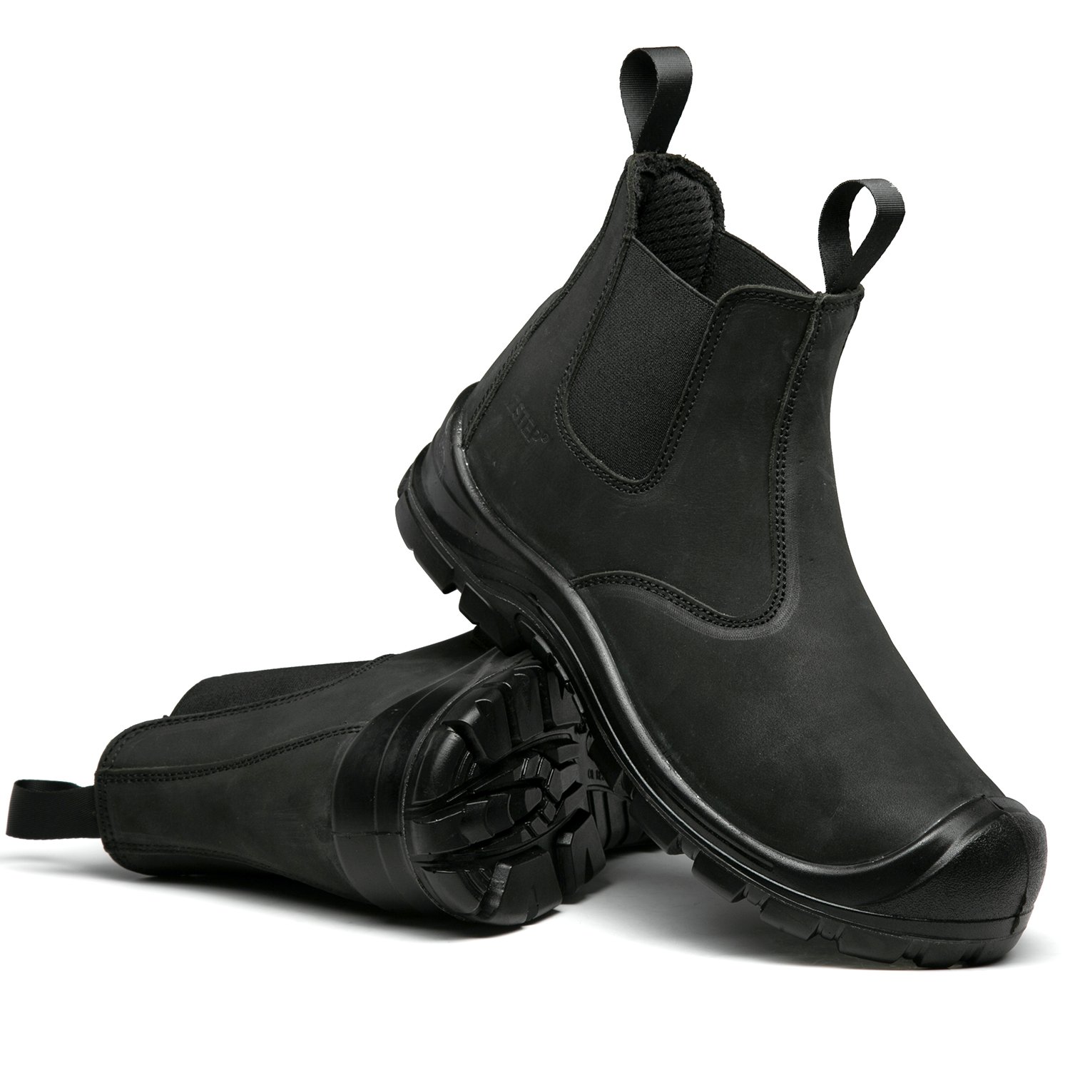 ZSTEP Grade A nubuck leather slip on steel toe pu safety boots
