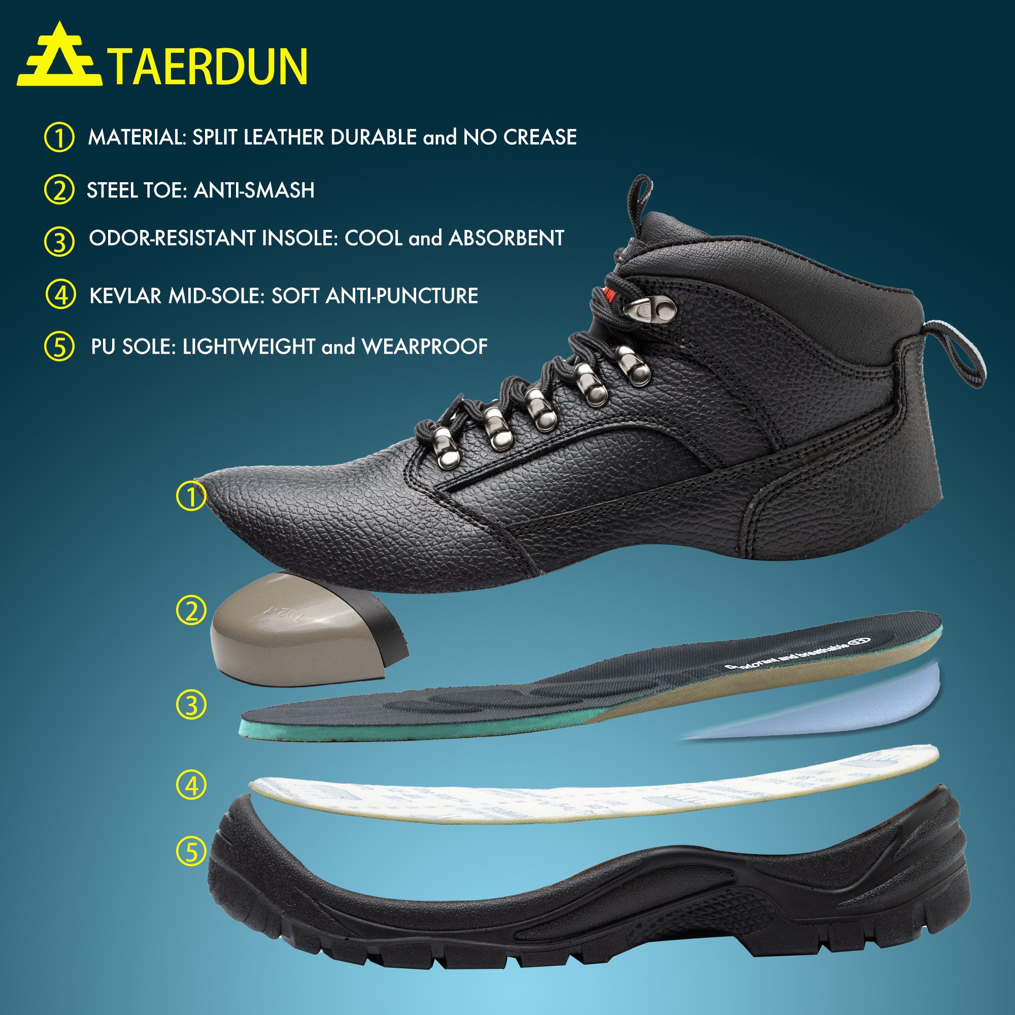Construction Lightweight Steel Toe Work Shoes Safety Man Industrial Safety Shoes Leather Safety Boot Caterpillarboots